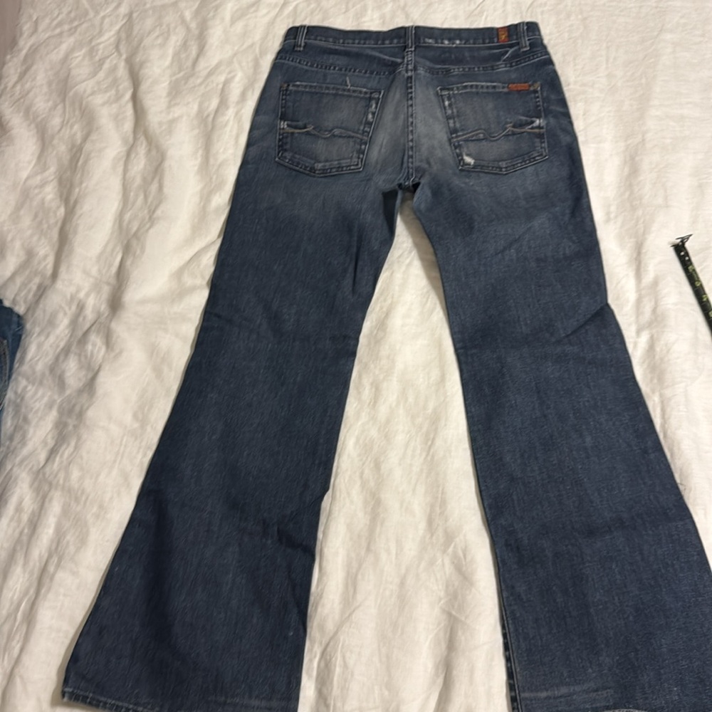 7 For All Mankind Women's Dark Blue Flared Jeans - Picture 4 of 10